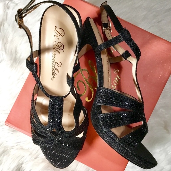 De Blossum Collection Shoes - Black High Heel Sandals